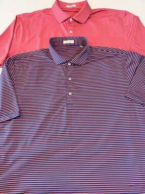 Men's Polo Golf Shirts Size XL Lot of 2 Striped Performance Oliver Ridley